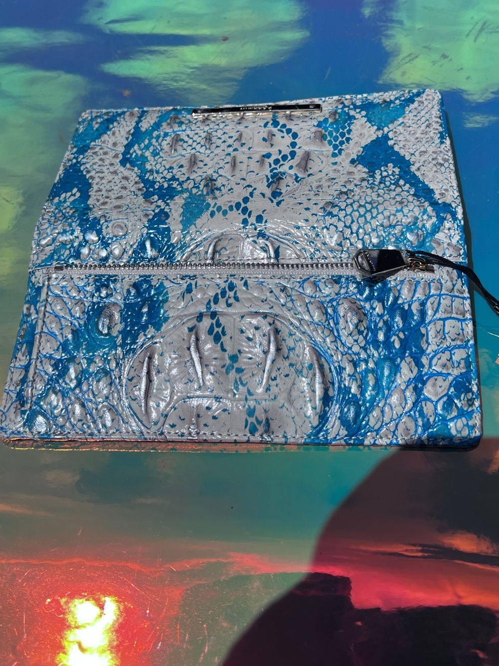 NWT Brahmin Ady Teal & White Leather Wallet in Mesmerized Melbourne - Picture 4 of 12